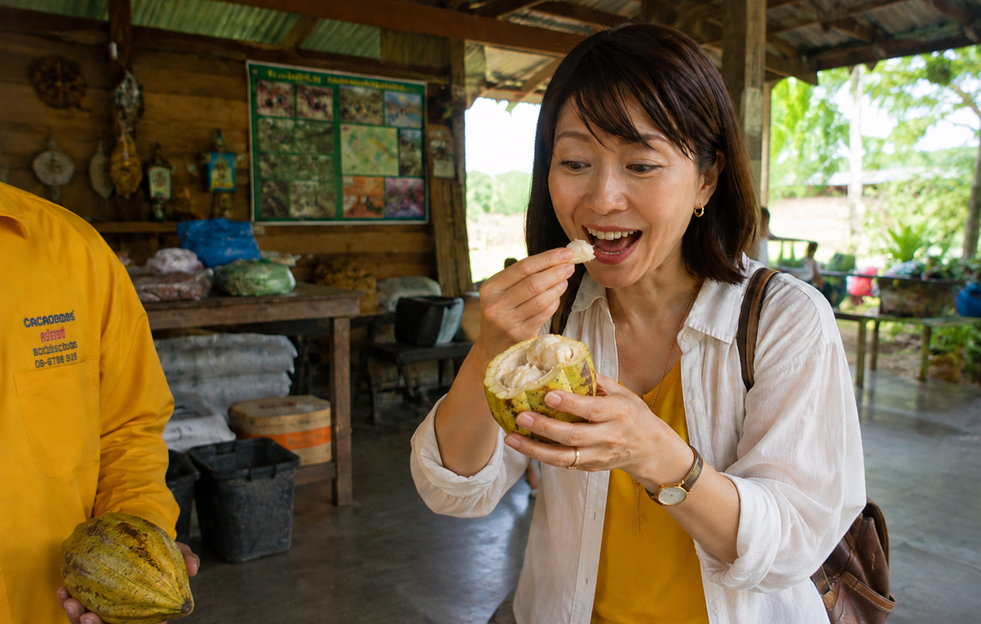 カカオの実ってどんな味？加工前の生のカカオ豆を食べてみよう！